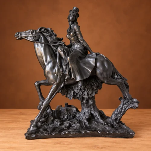 Grande statue amazone à cheval esprit Art nouveau