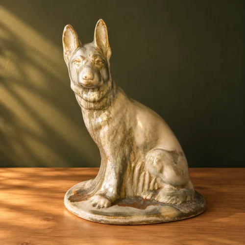 Grande statue chien de berger en céramique