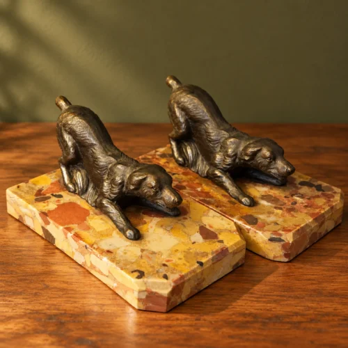 Paire de serre-livres Art déco – Chiens de chasse