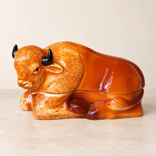 Terrine bison en faïence – Michel Caugant