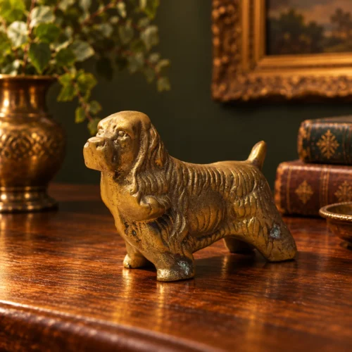 Statuette chien épagneul en laiton