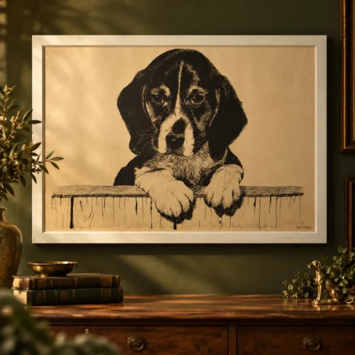 Grande sérigraphie chiot Beagle – Bruno Leger